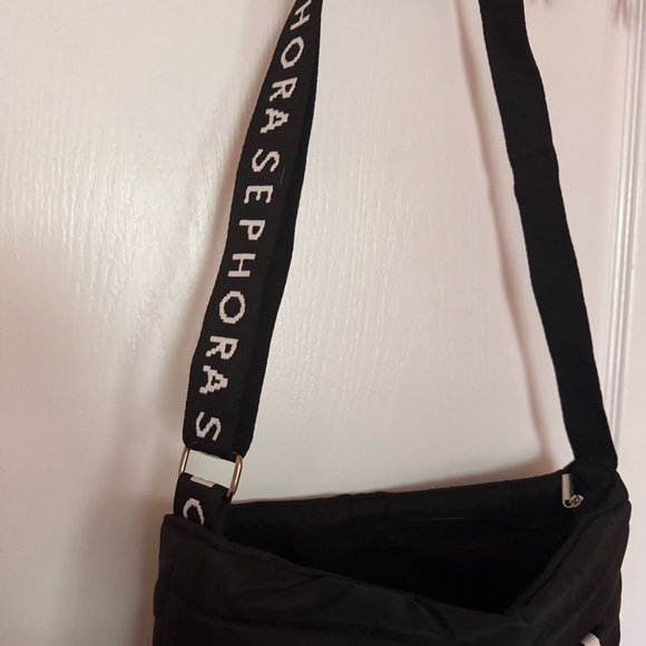 NWOT SEPHORA Black Quilted Tote Bag with White Straps - Picture 2 of 4